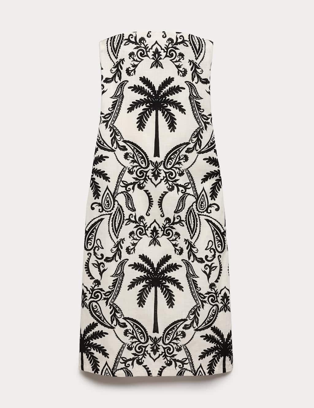 Marks & Spencer M&S Pure Cotton Printed Midi Bandeau Dress Black Mix