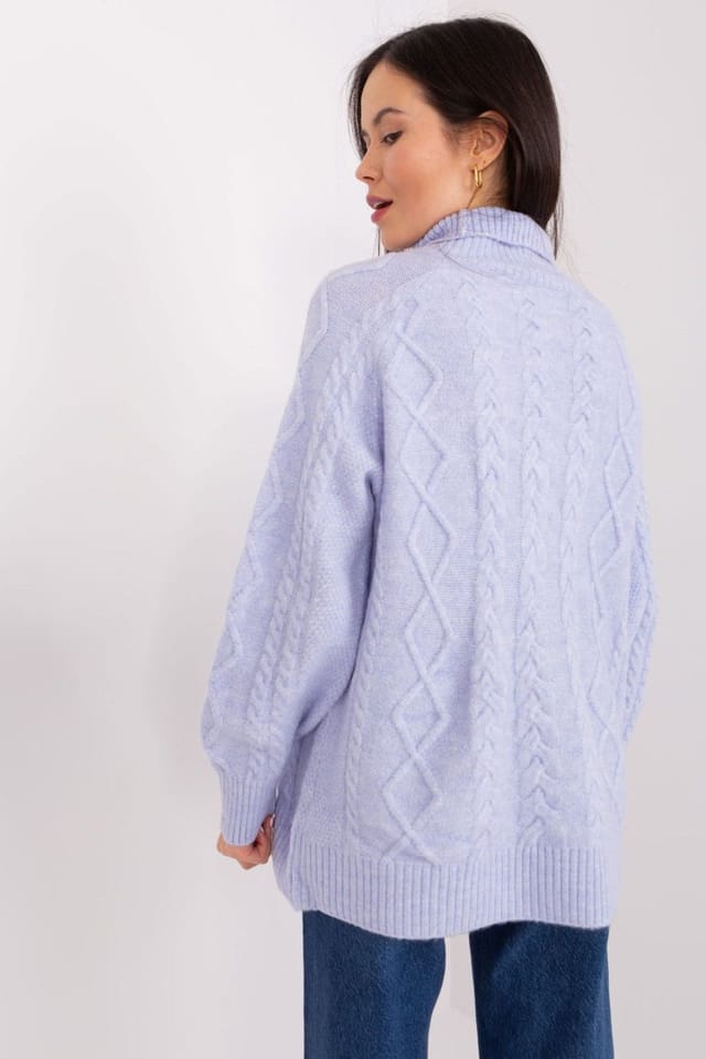 Love Lace Love Lace Women's Plaid Acrylic Turtleneck Long Sleeve Sweater in Violet - 3