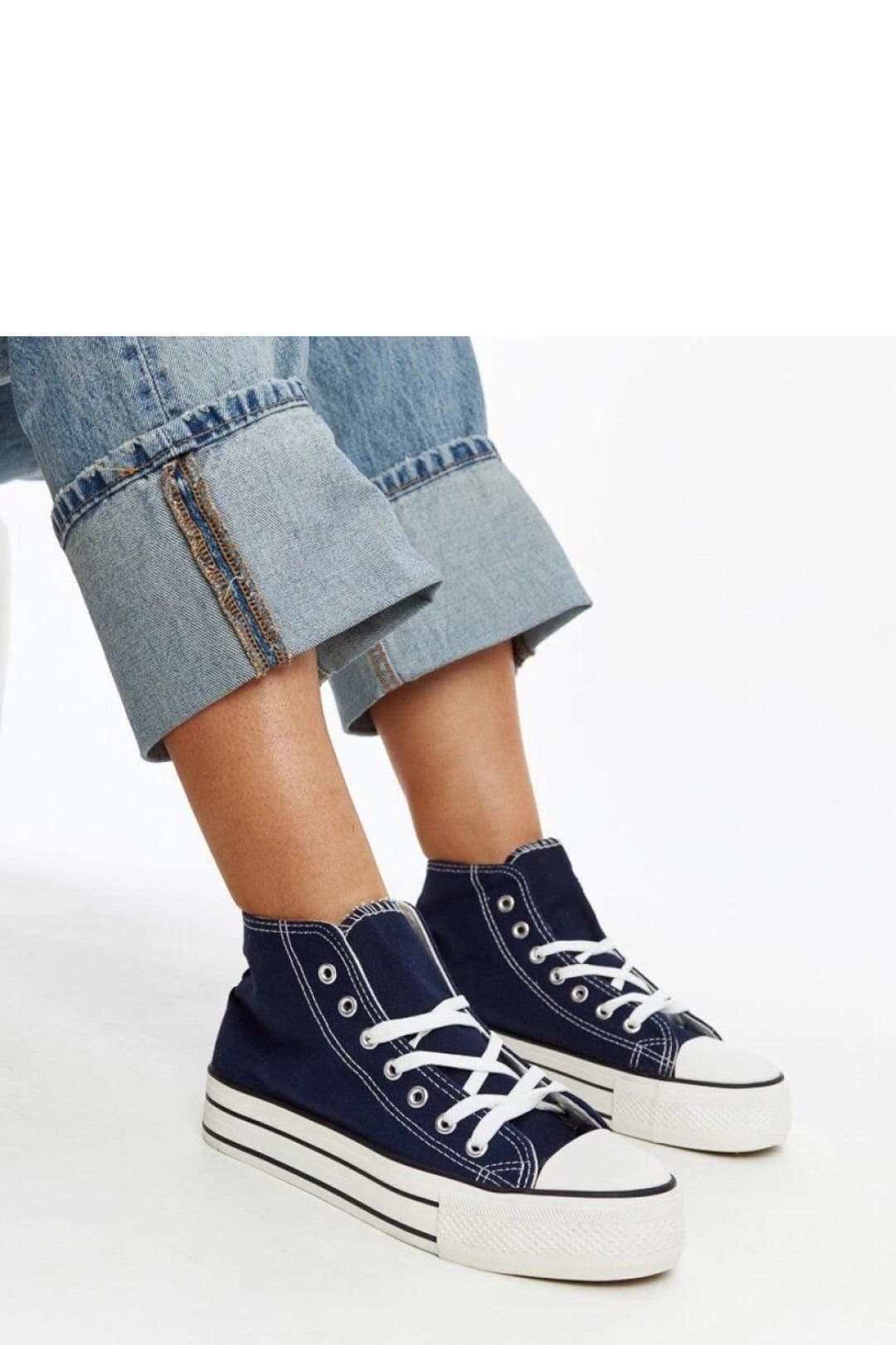 Love Lace Love Lace Women's Bagy Cauji Navy High Top Chunky Rubber Sole Laced Sneakers in Blue