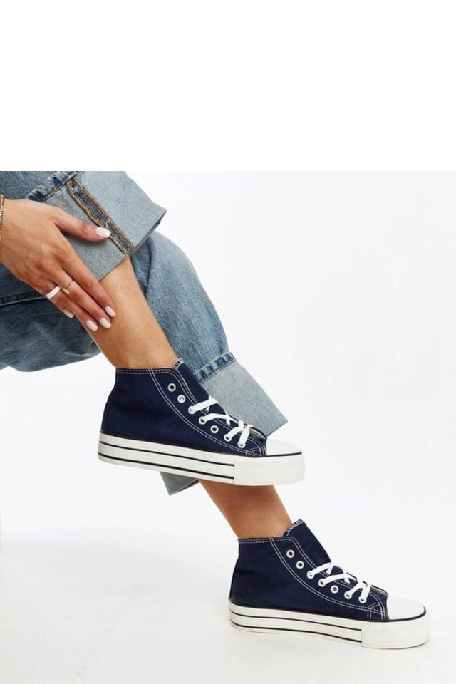 Love Lace Love Lace Women's Bagy Cauji Navy High Top Chunky Rubber Sole Laced Sneakers in Blue - 2