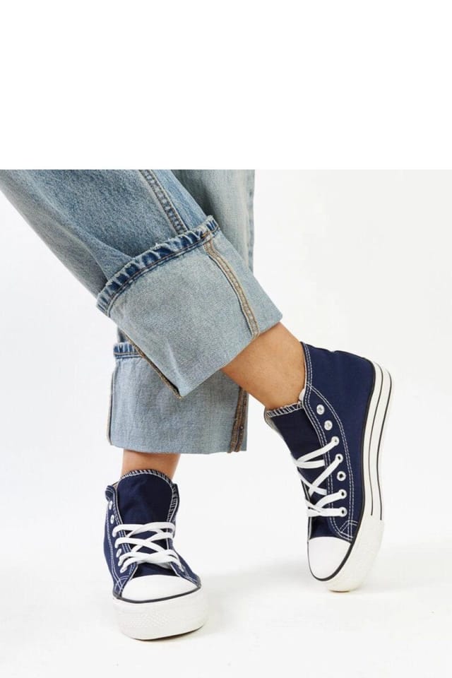 Love Lace Love Lace Women's Bagy Cauji Navy High Top Chunky Rubber Sole Laced Sneakers in Blue - 3
