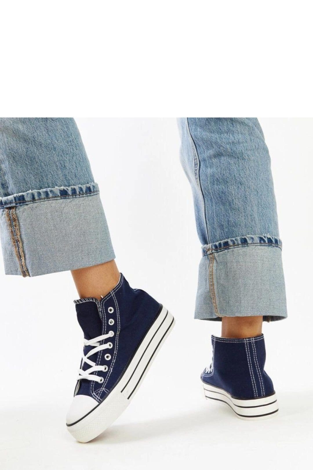 Love Lace Love Lace Women's Bagy Cauji Navy High Top Chunky Rubber Sole Laced Sneakers in Blue - 4