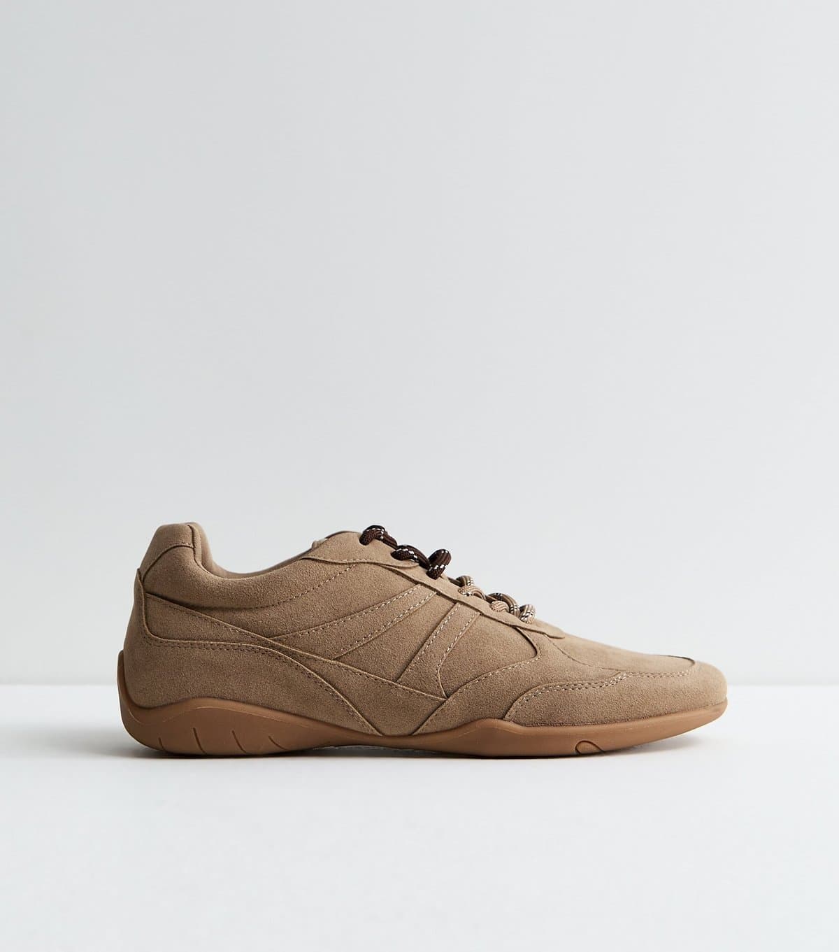 New Look Women's Camel Faux Suede Double Lace Trainers Vegan New Look