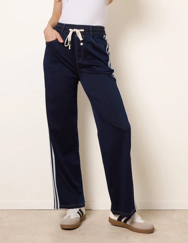 Blue Vanilla Side Stripe Jeans With Drawstring - 2