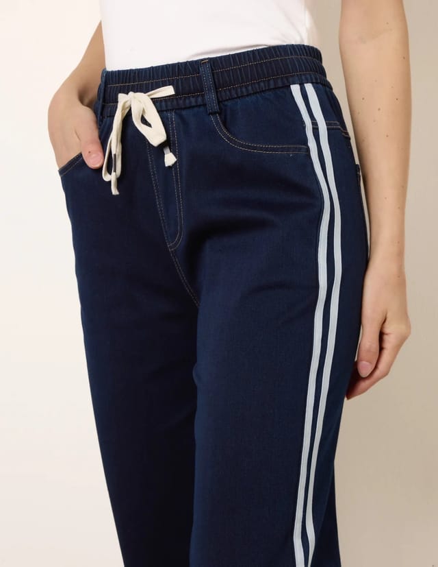 Blue Vanilla Side Stripe Jeans With Drawstring - 3