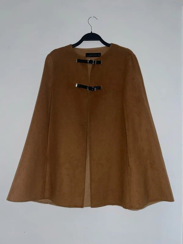 Zara Woman Zara Woman Buckle Wool Tan Cape Coat Size M RRP 89.99