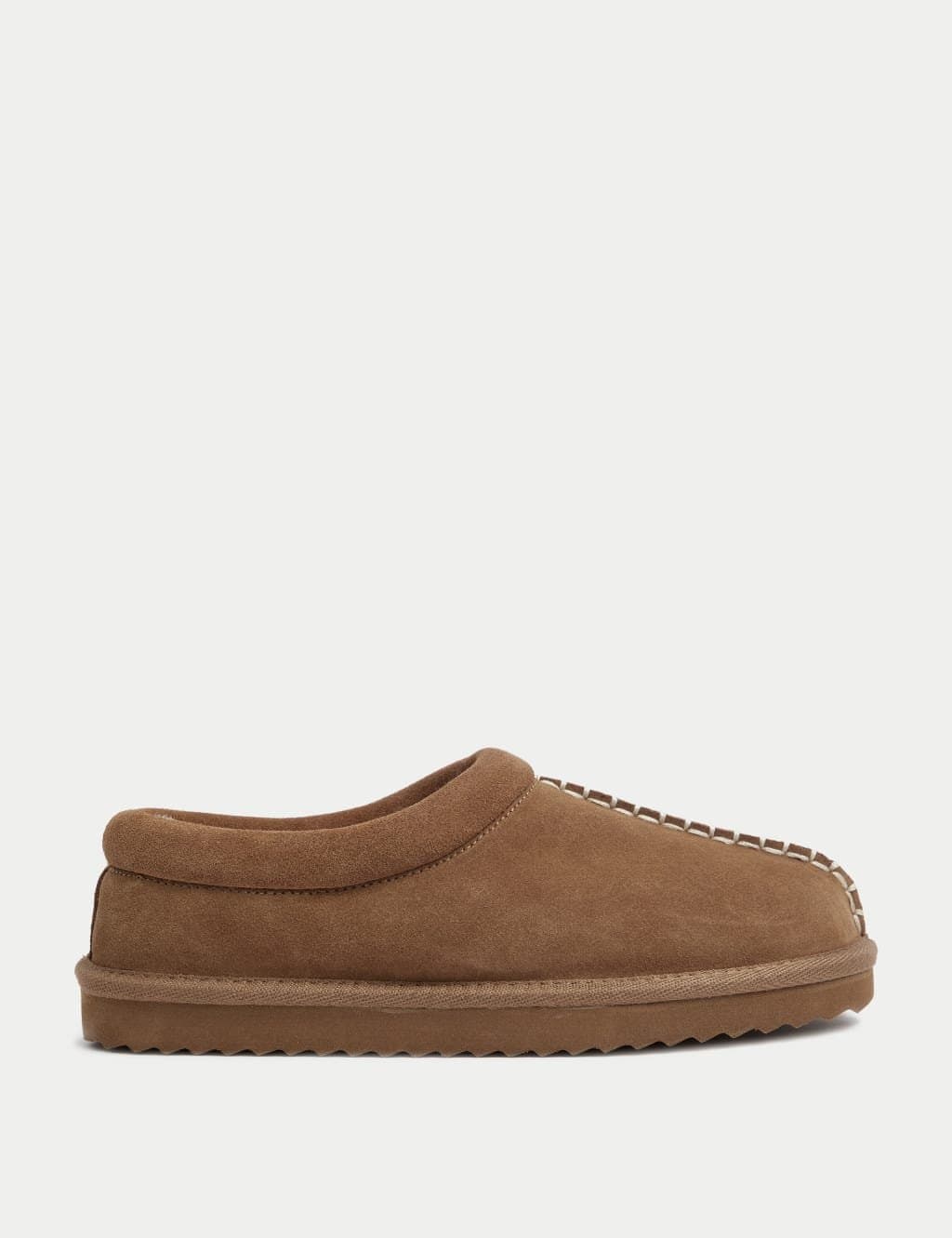 Marks & Spencer M&S Suede Faux Fur Lined Mule Clog Slippers Chestnut
