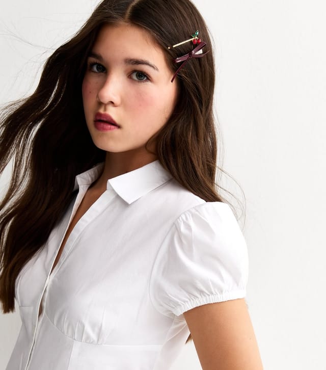 New Look Girls' White Fitted Short Sleeve Shirt New Look - 2