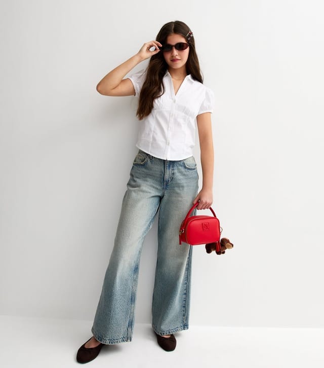 New Look Girls' White Fitted Short Sleeve Shirt New Look - 3