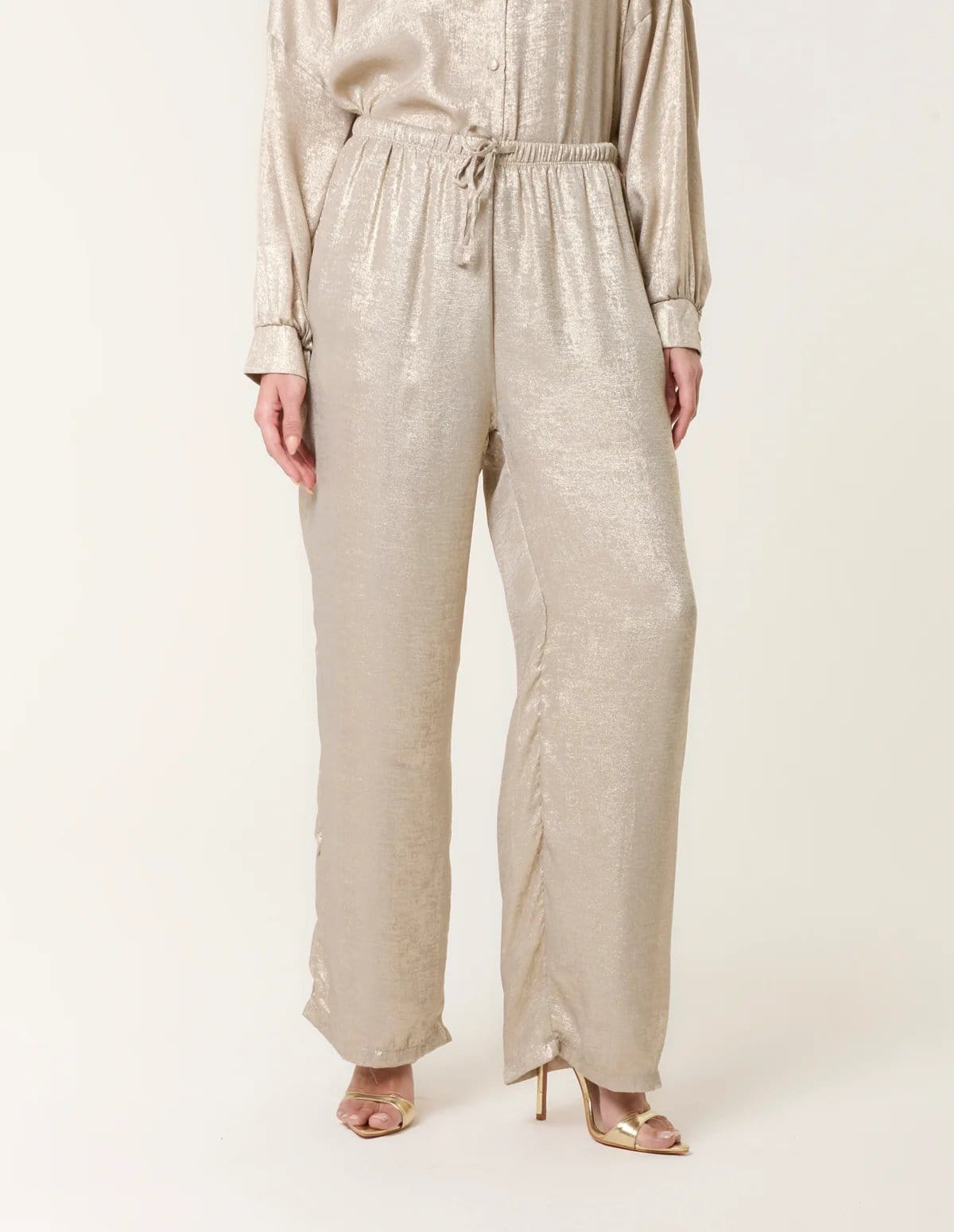 Blue Vanilla Shimmer Wide Leg Trousers - 4