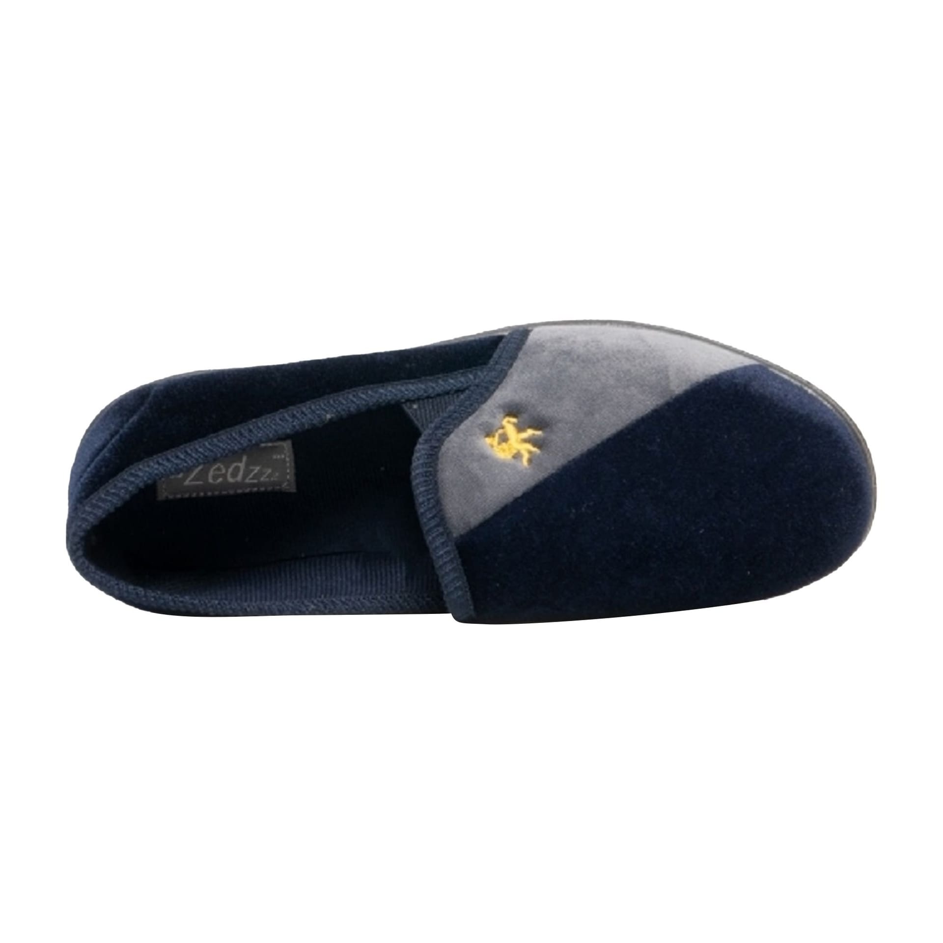Zedzzz Zedzzz Men's Aaron Twin Gusset Velour Slippers in Mid Navy - 4