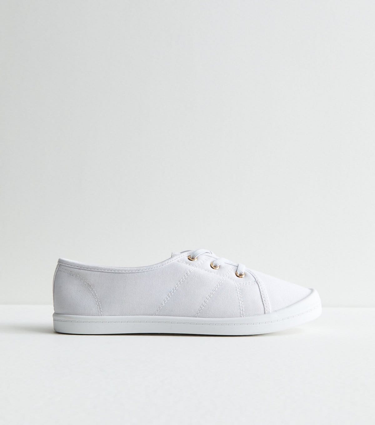 New Look Women's White Canvas Lace Up Trainers New Look - 4