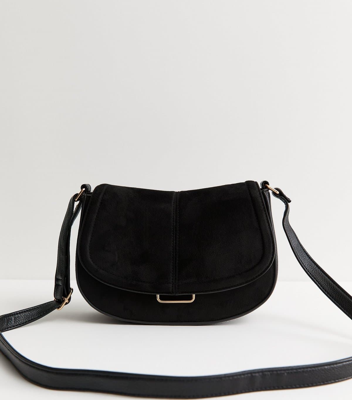 New Look Black Faux Suede Saddle Shoulder Bag New Look