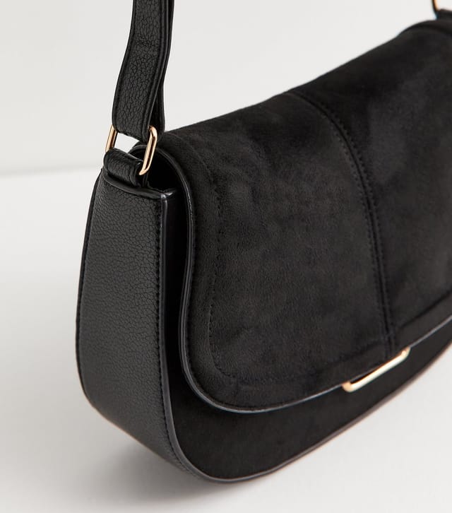 New Look Black Faux Suede Saddle Shoulder Bag New Look - 3