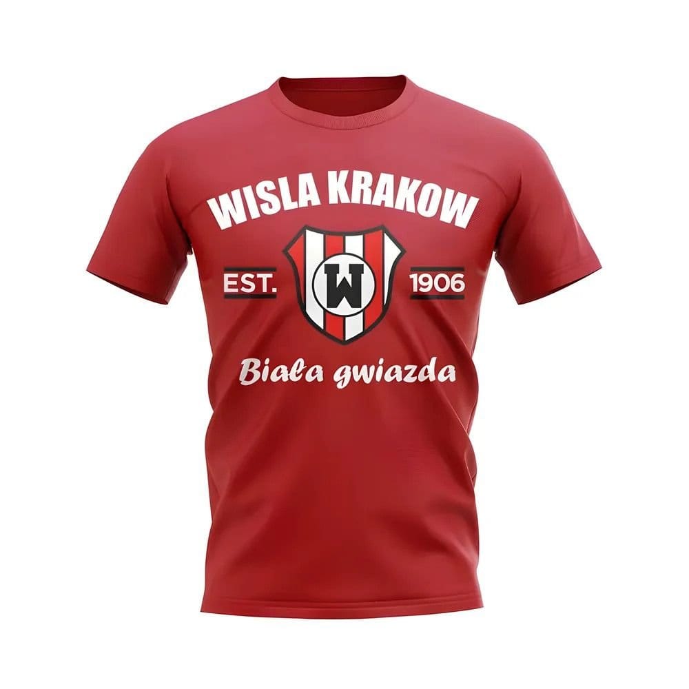 Wisla Krakow Wisla Krakow Men's Personalised Established Football T-Shirt in Red - 1