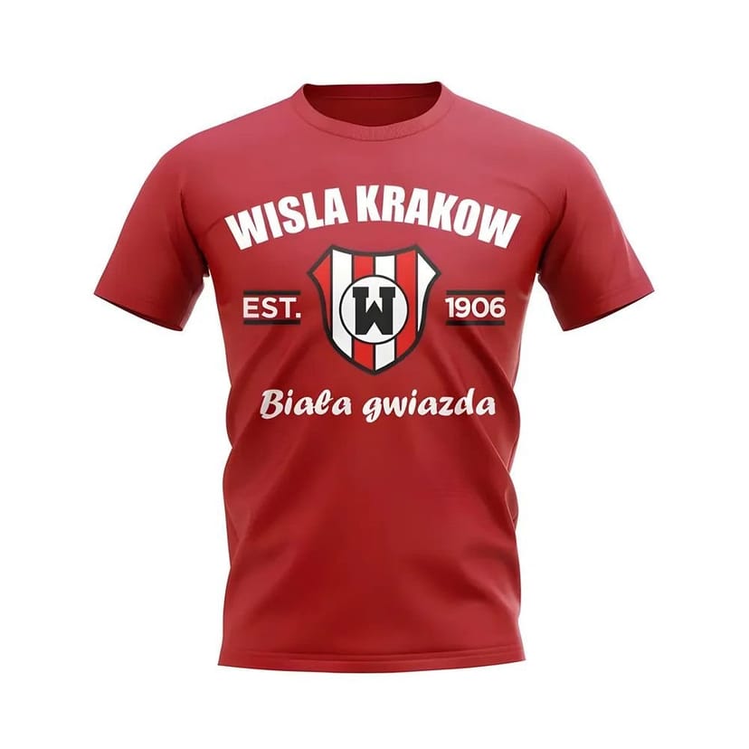 Wisla Krakow Wisla Krakow Men's Personalised Established Football T-Shirt in Red - 1