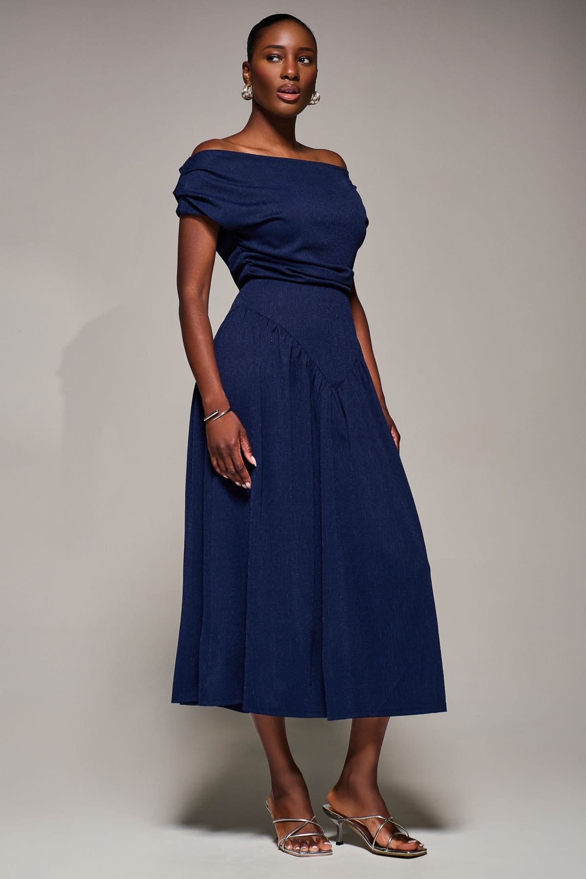 Jolie Moi Jolie Moi Women's Asymmetric Neckline Midaxi Dress in Navy - 4
