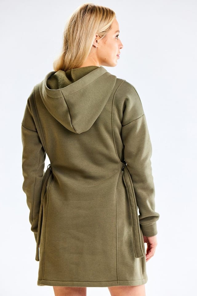 Love Lace Love Lace Women's Everyday Hooded Long Sleeve Dress Adjustable Sides in Green - 3