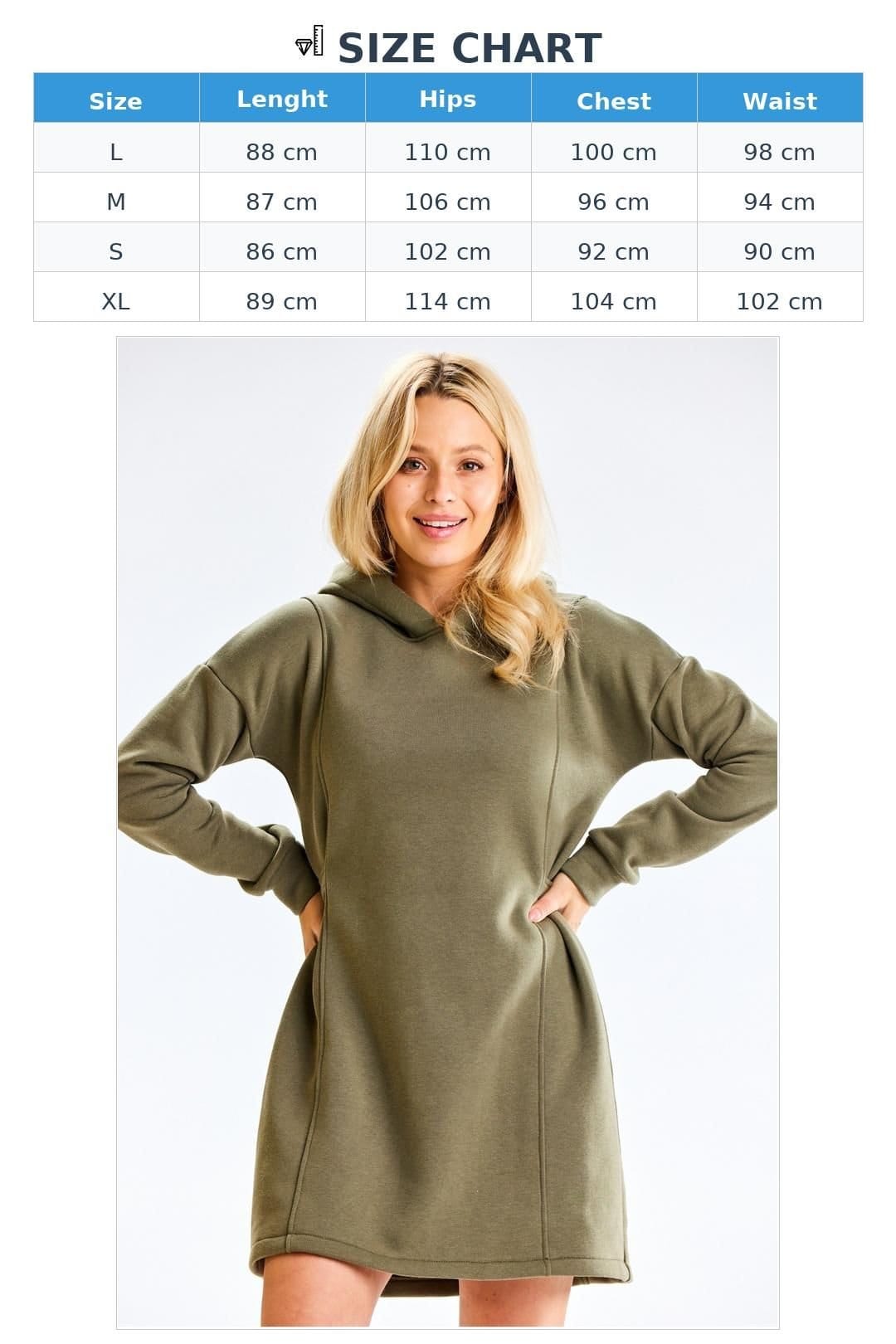 Love Lace Love Lace Women's Everyday Hooded Long Sleeve Dress Adjustable Sides in Green - 4