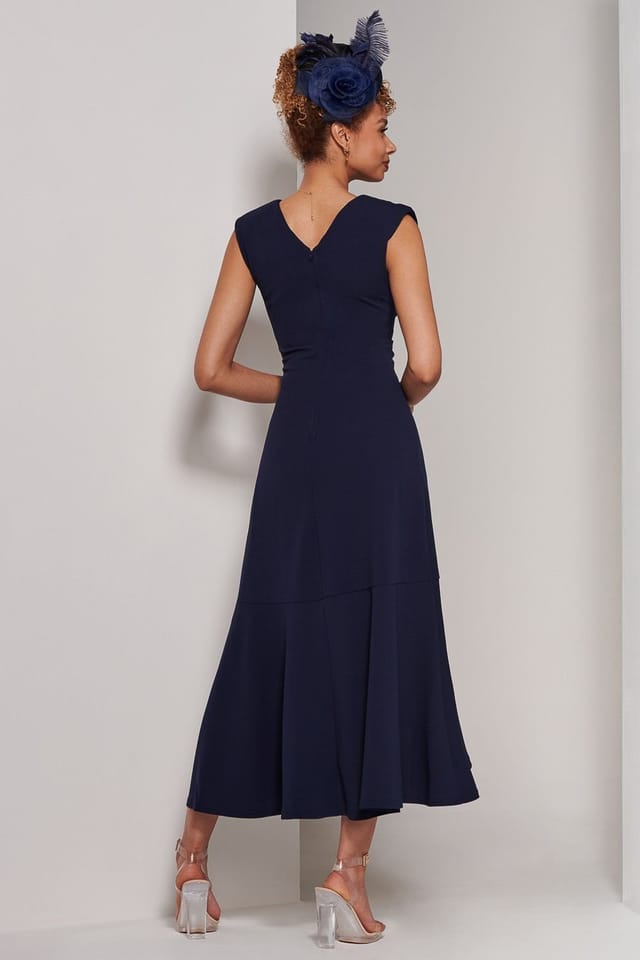 Jolie Moi Jolie Moi Women's Preslie Wrap Frill Hem Maxi Dress in Navy - 2