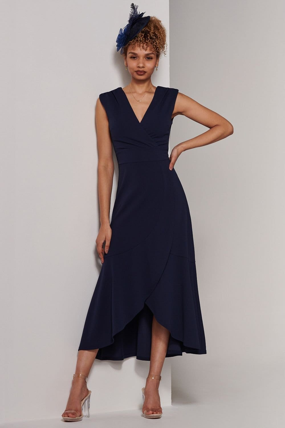Jolie Moi Jolie Moi Women's Preslie Wrap Frill Hem Maxi Dress in Navy - 4
