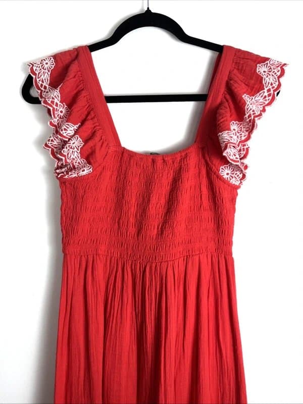 New Look New look - shirred embroidered dress - size 06 - red