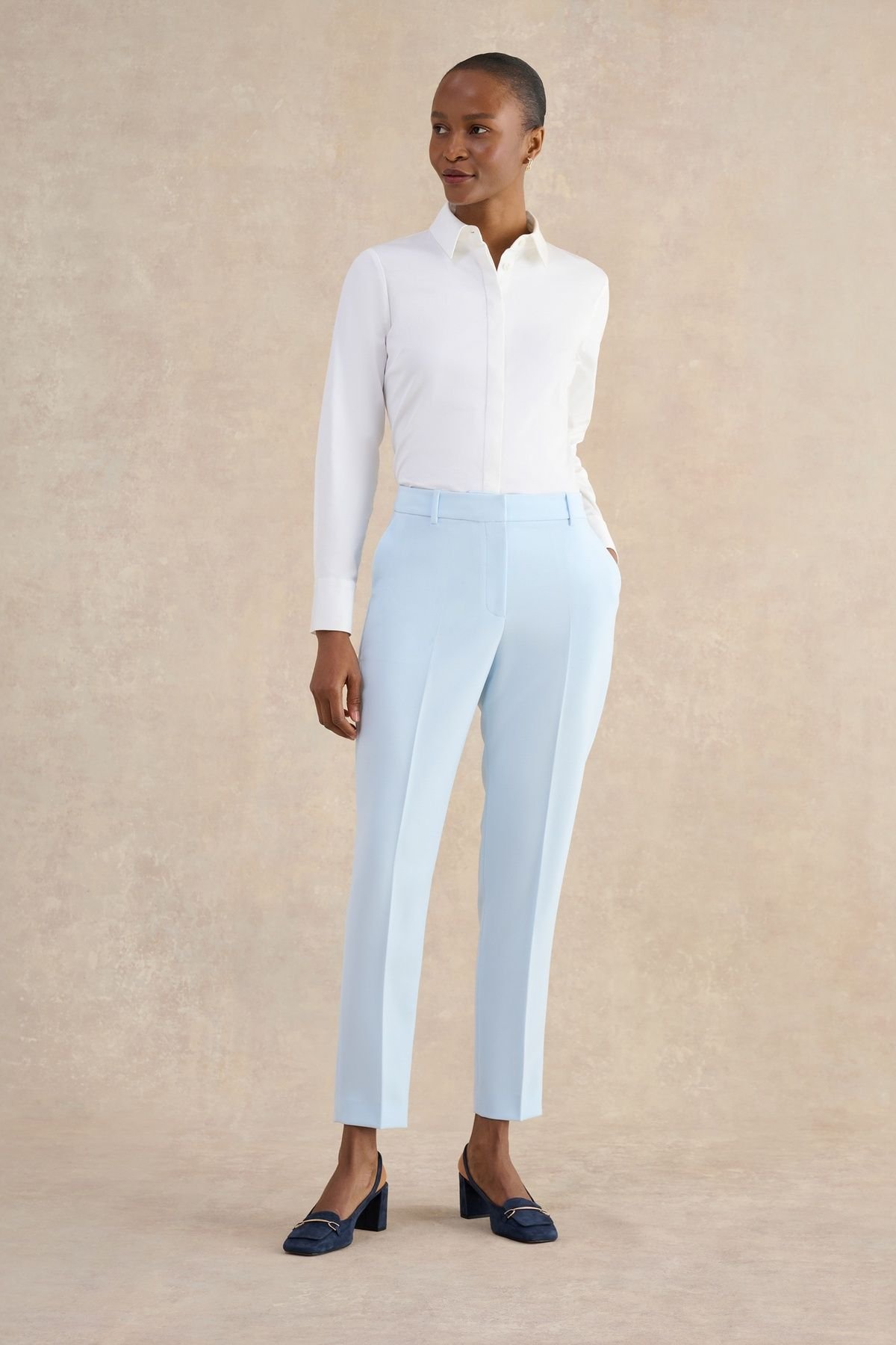Hobbs London Hobbs London Women's Keighley High Waisted Slim Leg Trousers in Pale Blue - 3