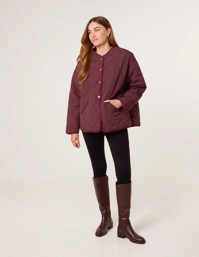 Blue Vanilla Button Front Quilted Jacket - 2