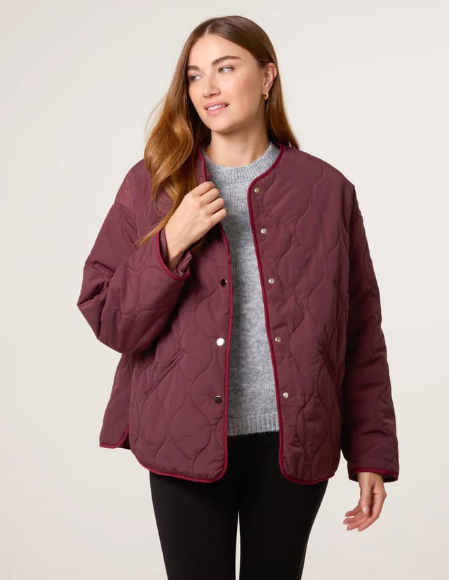 Blue Vanilla Button Front Quilted Jacket - 3
