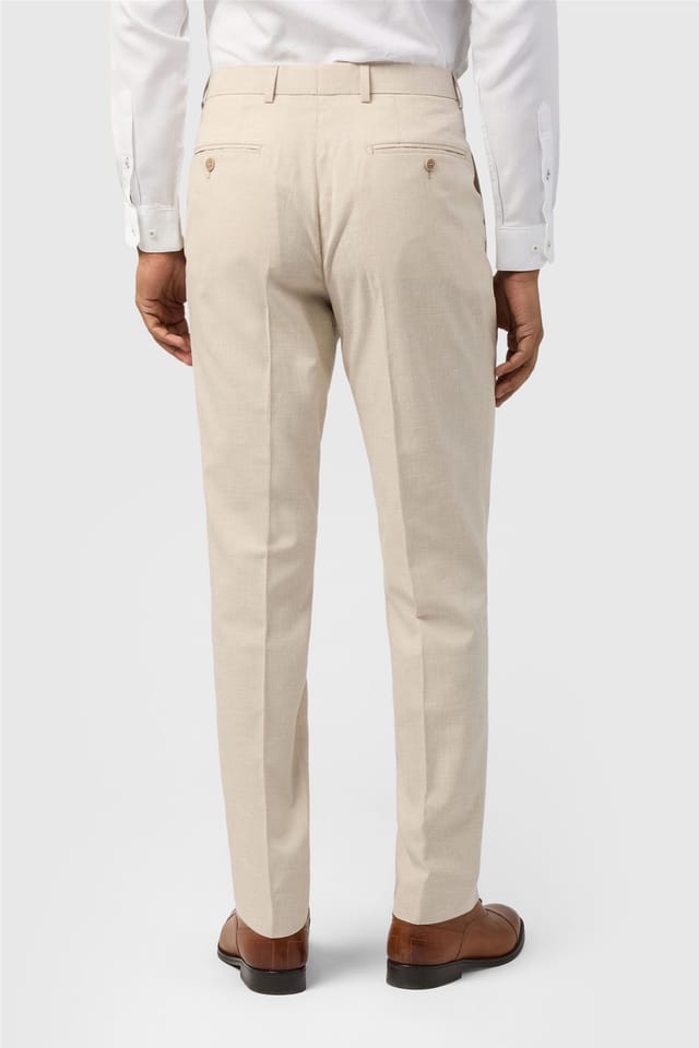 Ted Baker Ted Baker Men's Flat Fronted Checked Slim Fit Suit Trousers in Ecru - 2