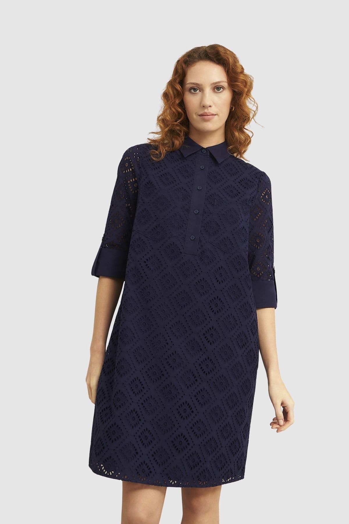 Hobbs London Dark Navy Lace Shift Dress