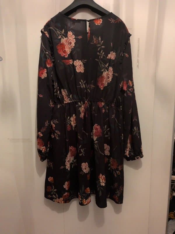 Simply Be Ruffled Floral-Print Knee-Length Dress