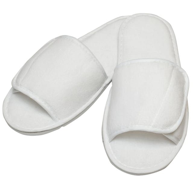 Towel City Towel City Men's Open Toe Slippers in White - 3