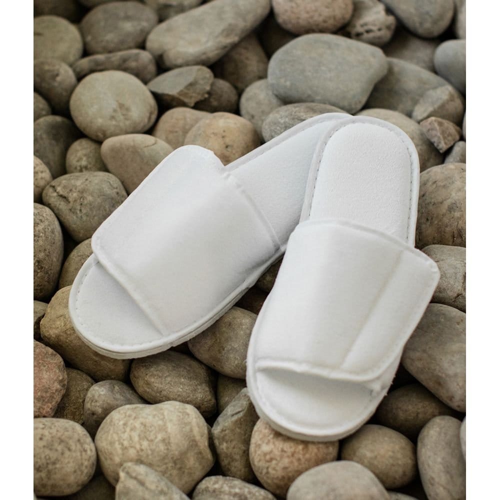 Towel City Towel City Men's Open Toe Slippers in White - 4