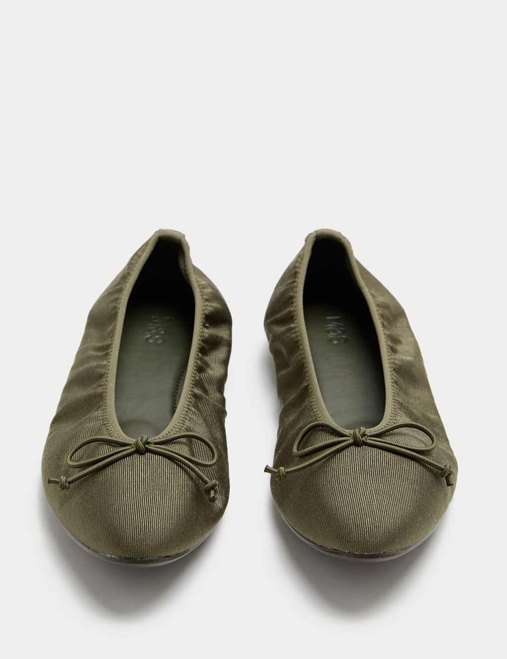 Marks & Spencer M&S Olive Satin Flat Ballet Pumps