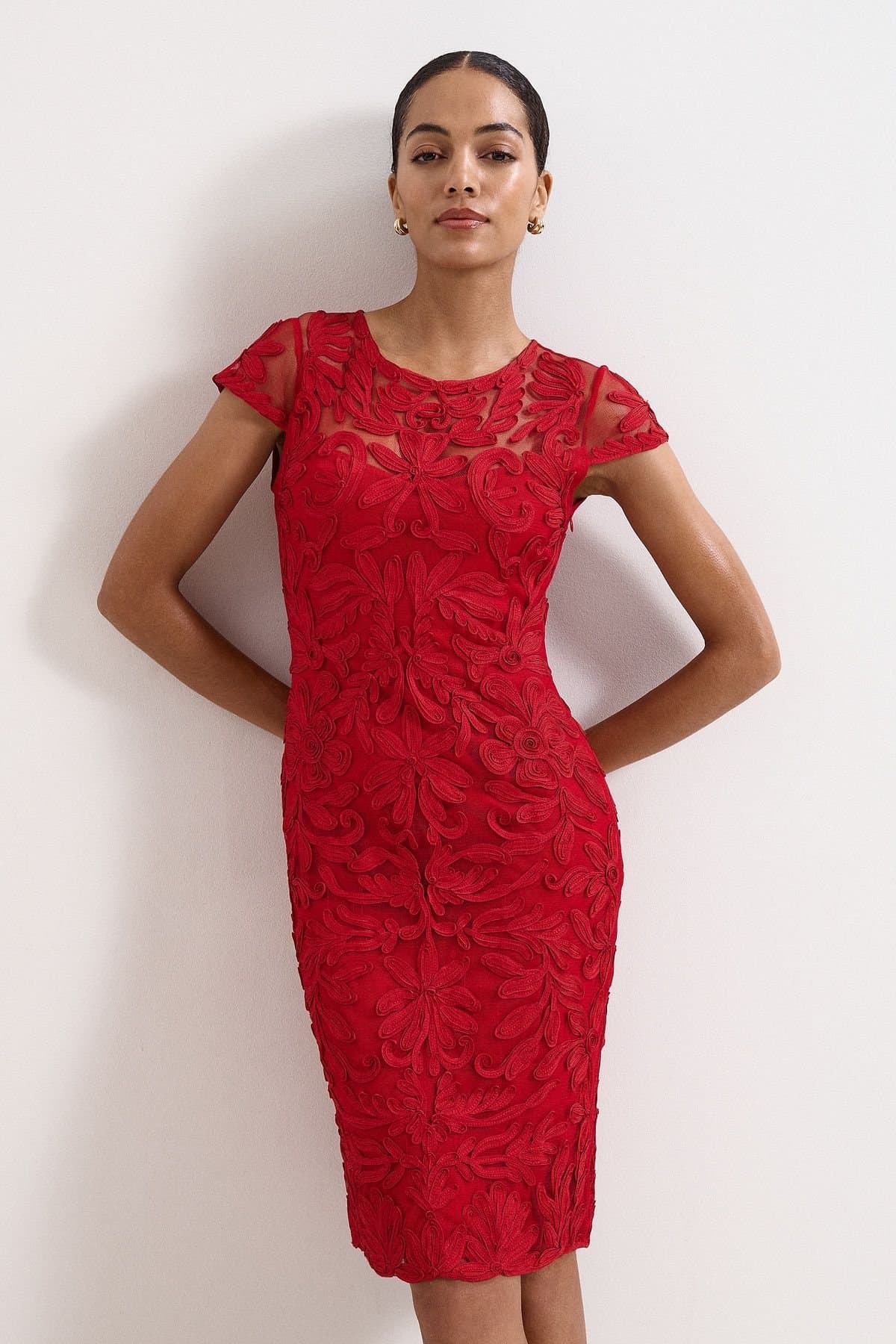 Phase Eight Phase Eight Women's Emmi Tapework Dress in Red