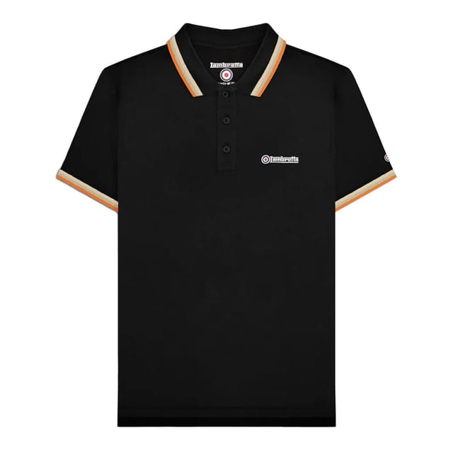 Lambretta Lambretta Men's Triple Tipped Polo Shirt in Black - 2