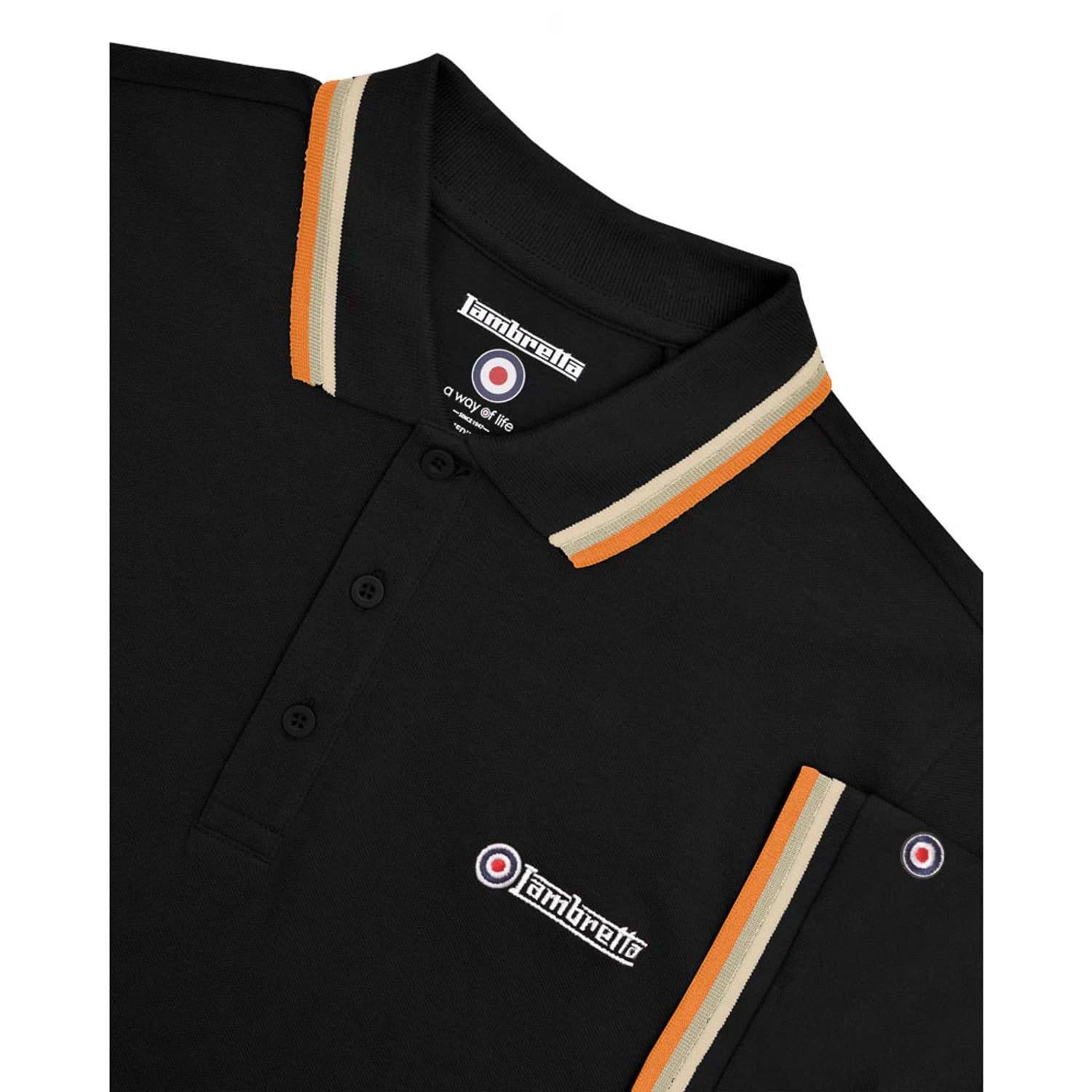 Lambretta Lambretta Men's Triple Tipped Polo Shirt in Black - 4