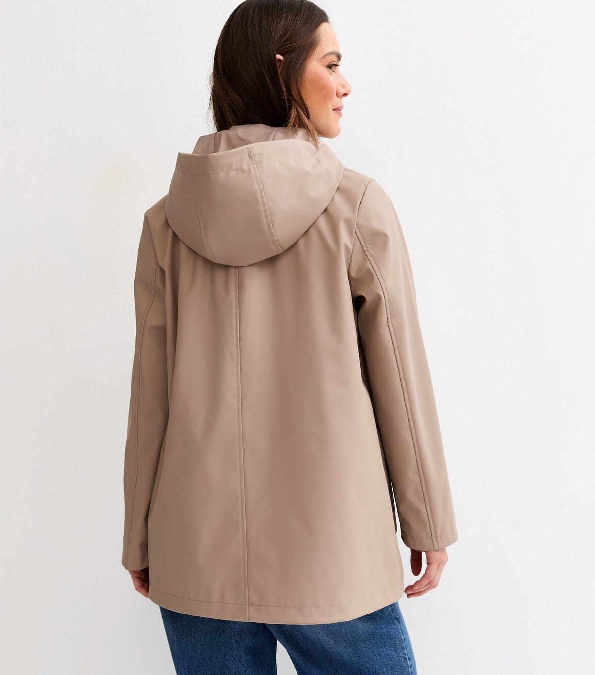 New Look Women's Petite Mink Water Resistant Drawstring Hood Rain Anorak New Look - 4