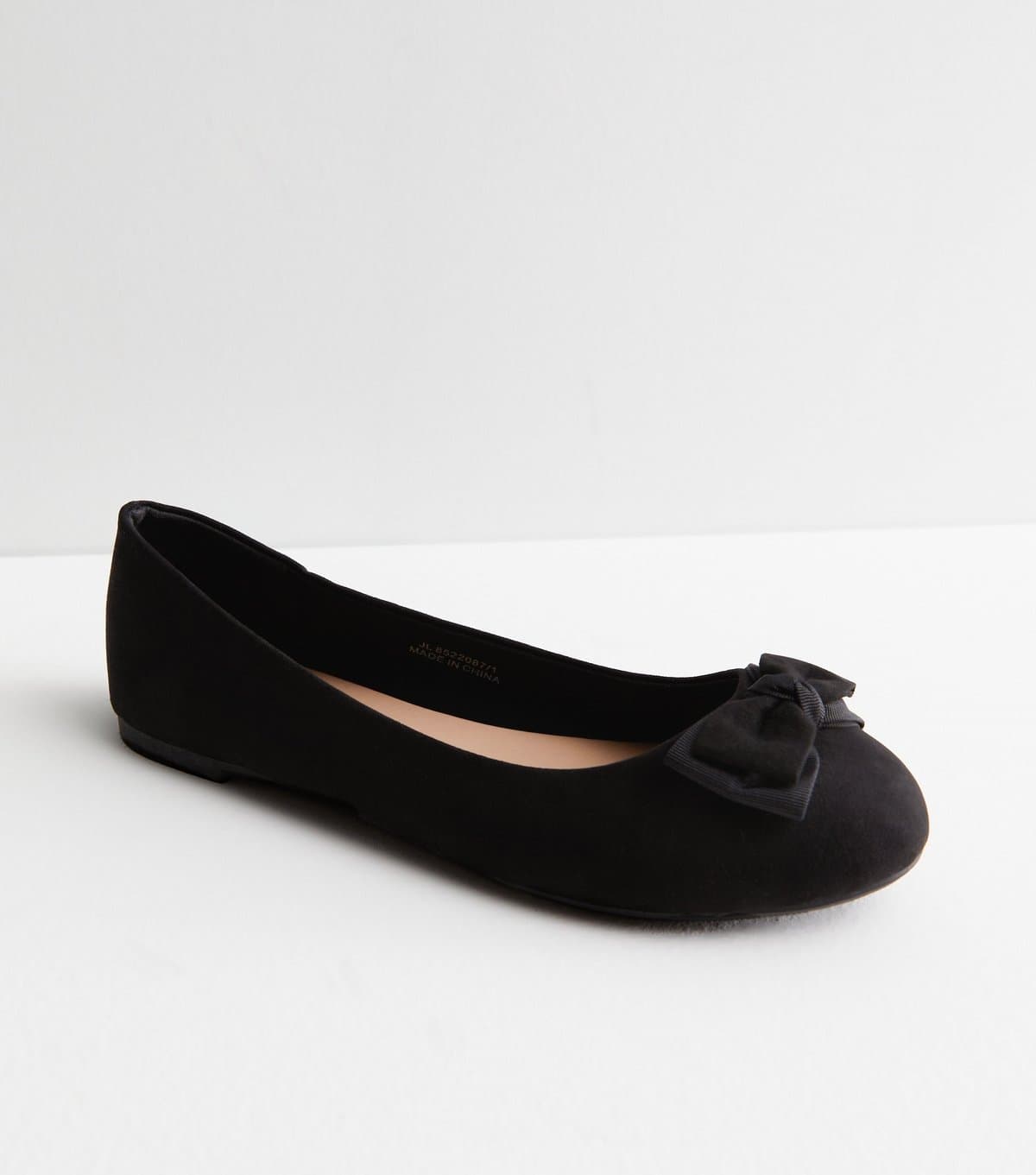 New Look Women's Wide Fit Black Suedette Bow Ballerina Pumps Vegan New Look