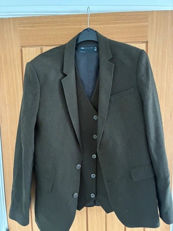 ASOS Design ASOS design 3 piece tweed suit in green