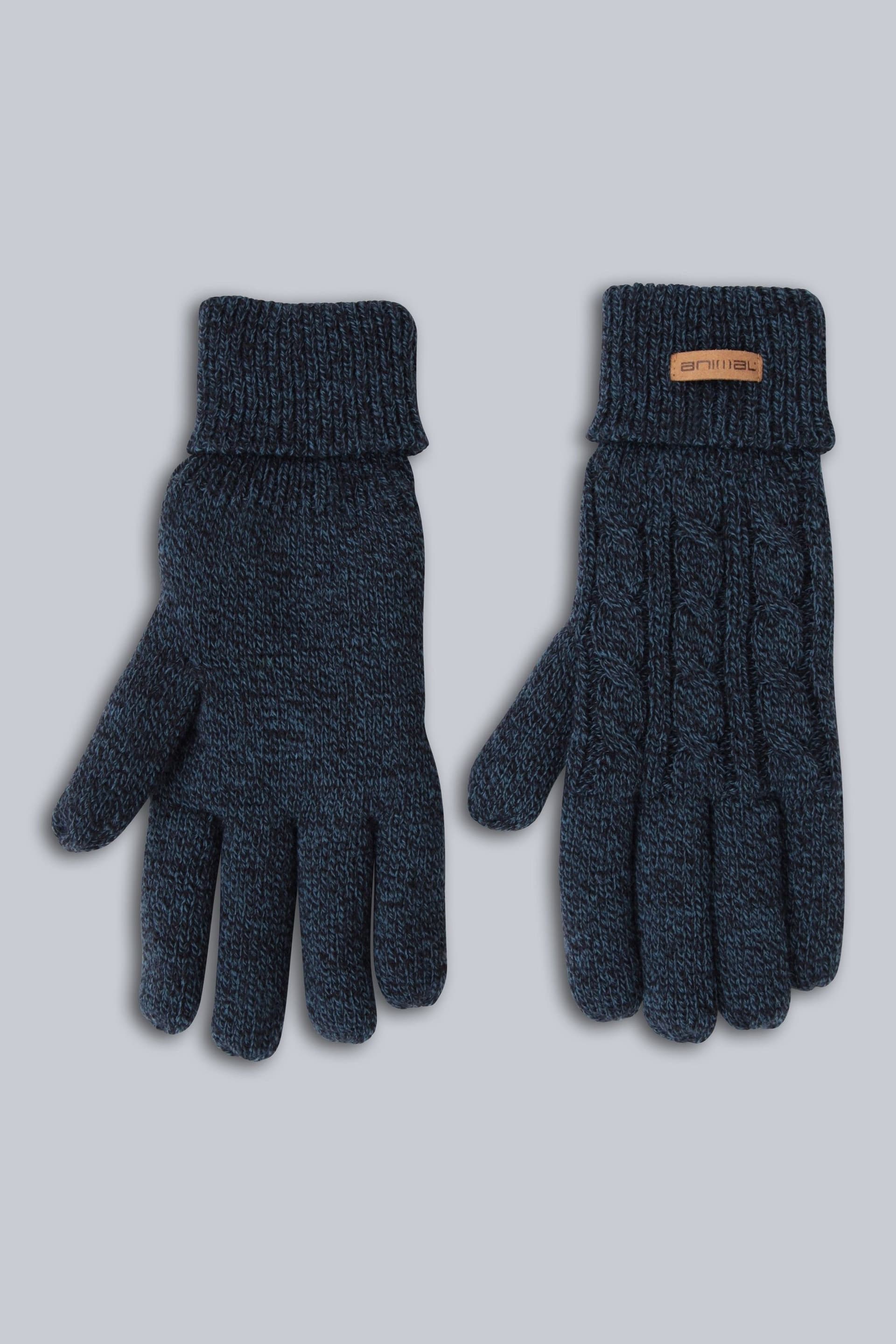 Animal Animal Men's 'Drew' Faux Fur Lined Soft Thermal Warm Cosy Knitted Winter Gloves in Navy