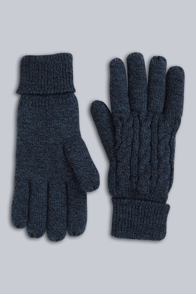 Animal Animal Men's 'Drew' Faux Fur Lined Soft Thermal Warm Cosy Knitted Winter Gloves in Navy - 2