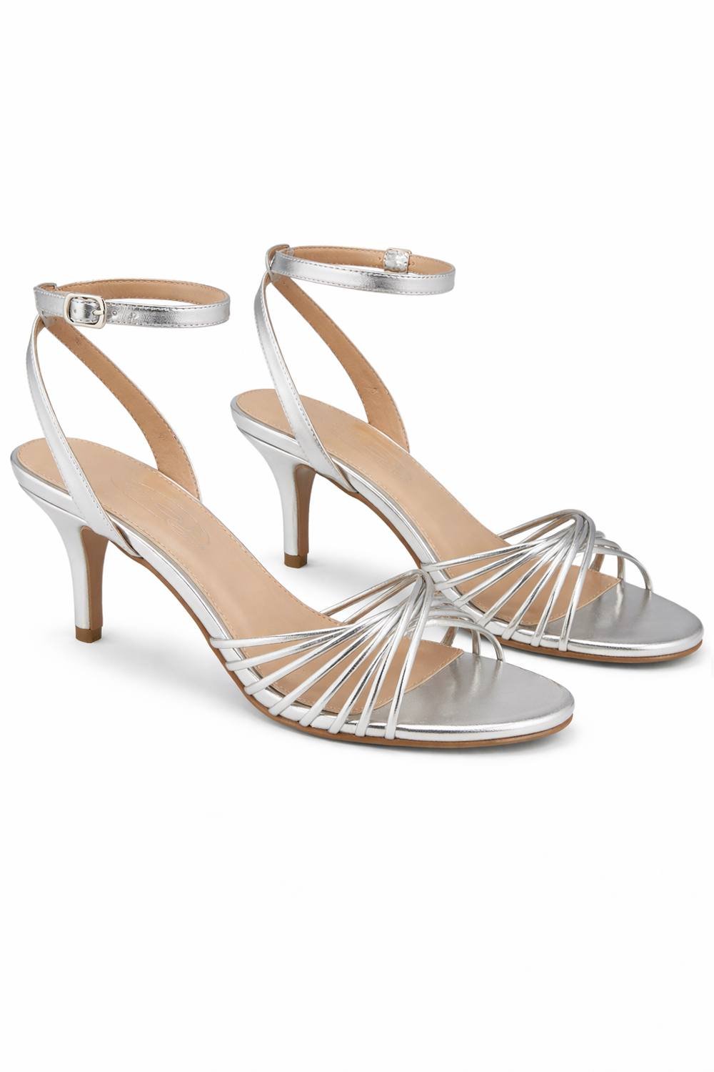 Spot On Spot On Women's Strappy Stiletto Heel with Ankle Strap in Silver - 3