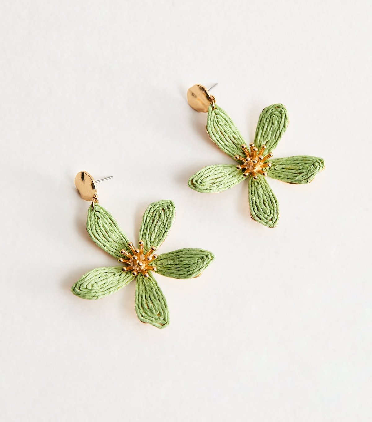 New Look Large Green Threaded Flower Stud Earrings New Look - 3
