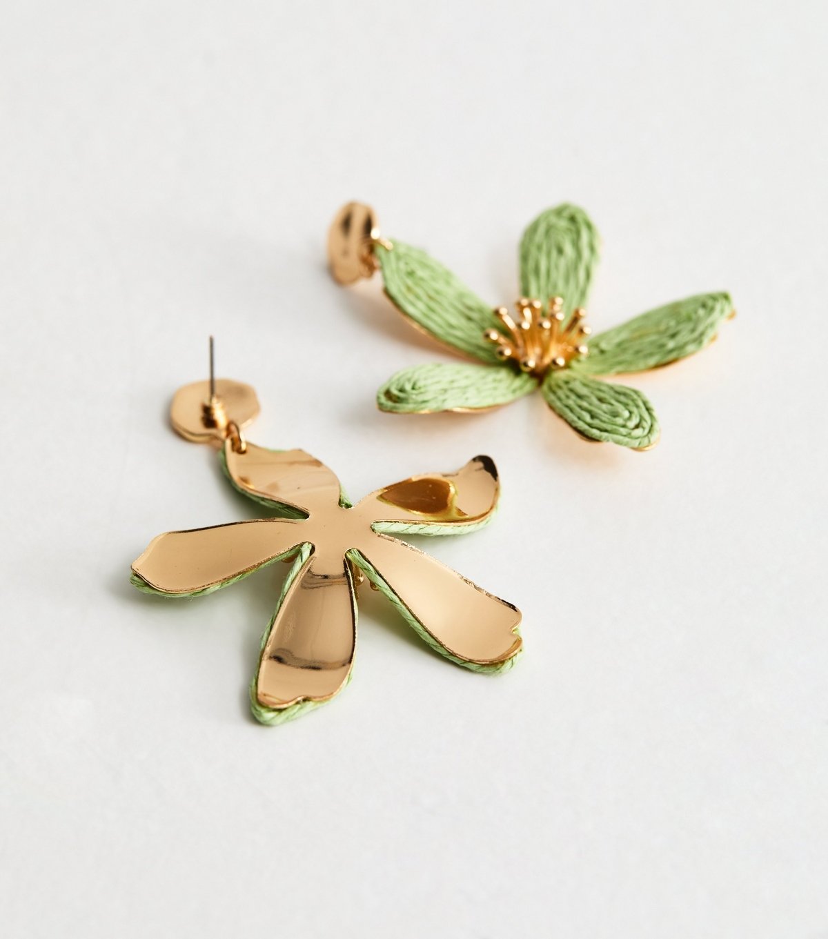 New Look Large Green Threaded Flower Stud Earrings New Look - 4