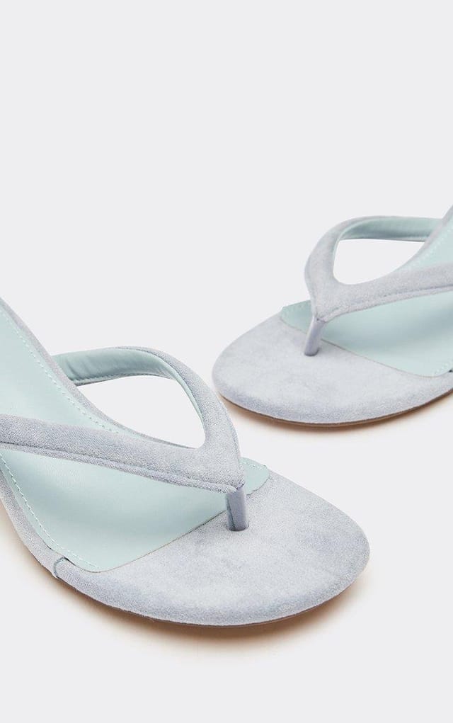 EGO Darth Thong Strap Low Heeled Mule In Blue Faux Suede, Women's Size UK 3 - 2