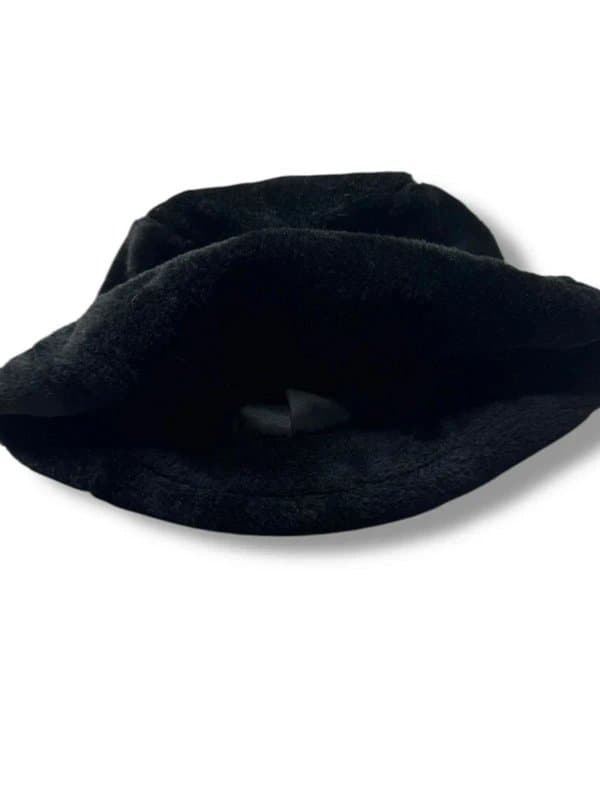 The Unbranded Brand Bucket Hat Black Faux Fur Bucket Hat Soft Plush Furry Winter Warm Cosy Lined