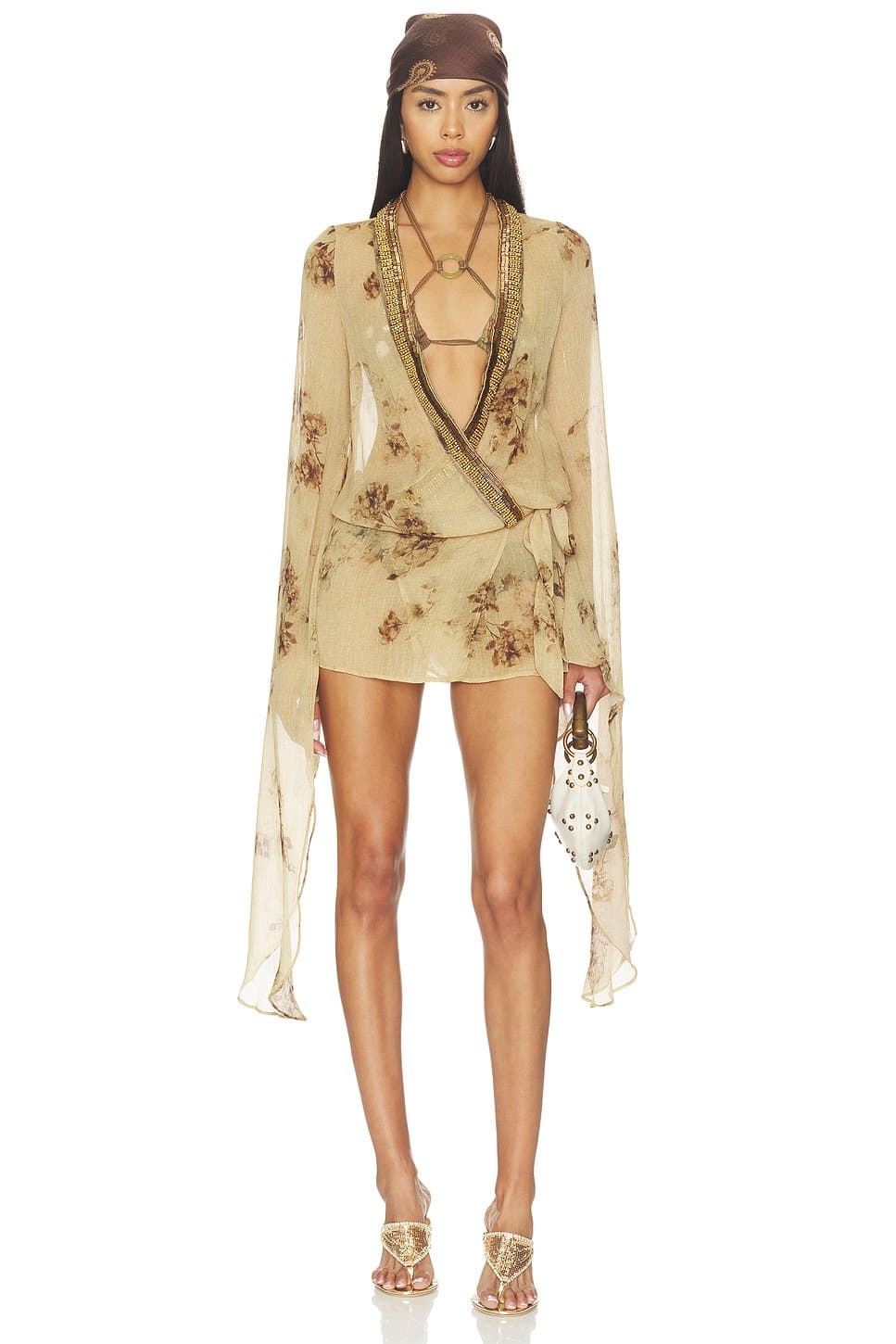revolve Plunge Dress With Maxi Sleeves