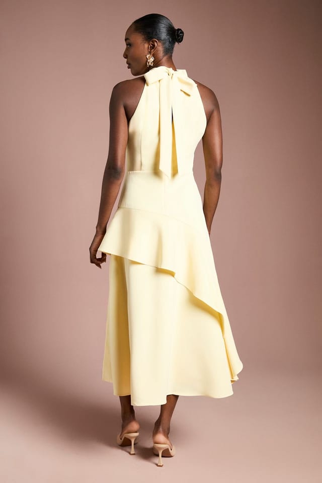Coast Coast Women's High Neck Corsage Detail Midi Dress in Lemon - 3